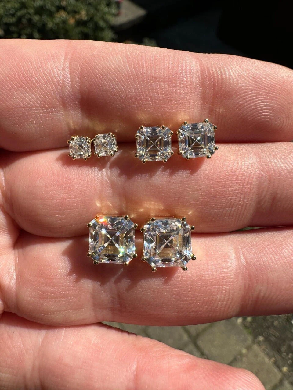 Real Iced Moissanite Stud Earrings Asscher Cut 14k Gold Over 925 Silver 4mm-8mm 16 Real Iced Moissanite Stud Earrings Asscher Cut 14k Gold Over 925 Silver 4mm-8mm - Image 14