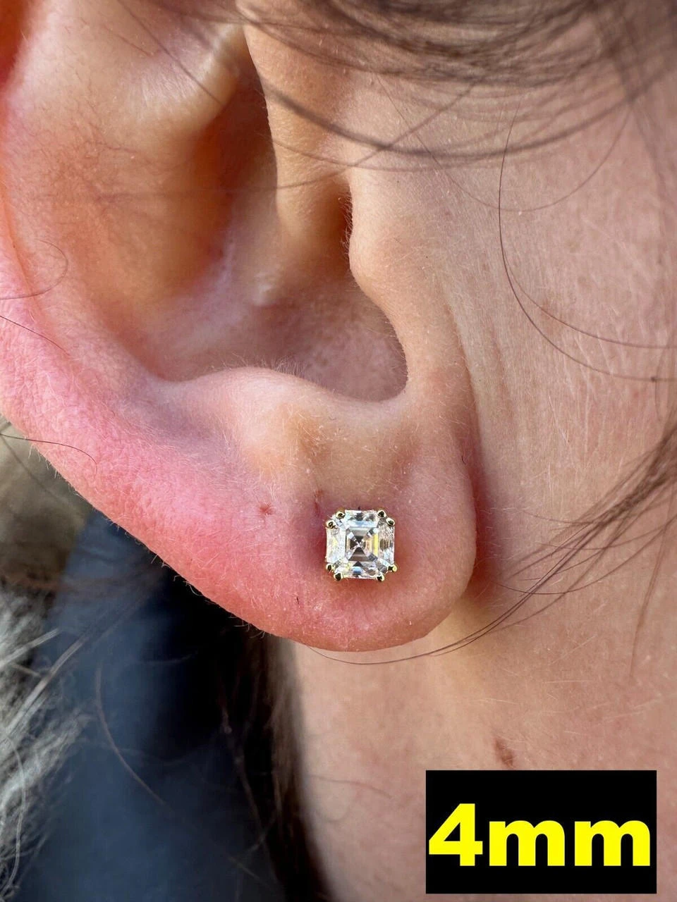 Real Iced Moissanite Stud Earrings Asscher Cut 14k Gold Over 925 Silver 4mm-8mm 8 Real Iced Moissanite Stud Earrings Asscher Cut 14k Gold Over 925 Silver 4mm-8mm - Image 6