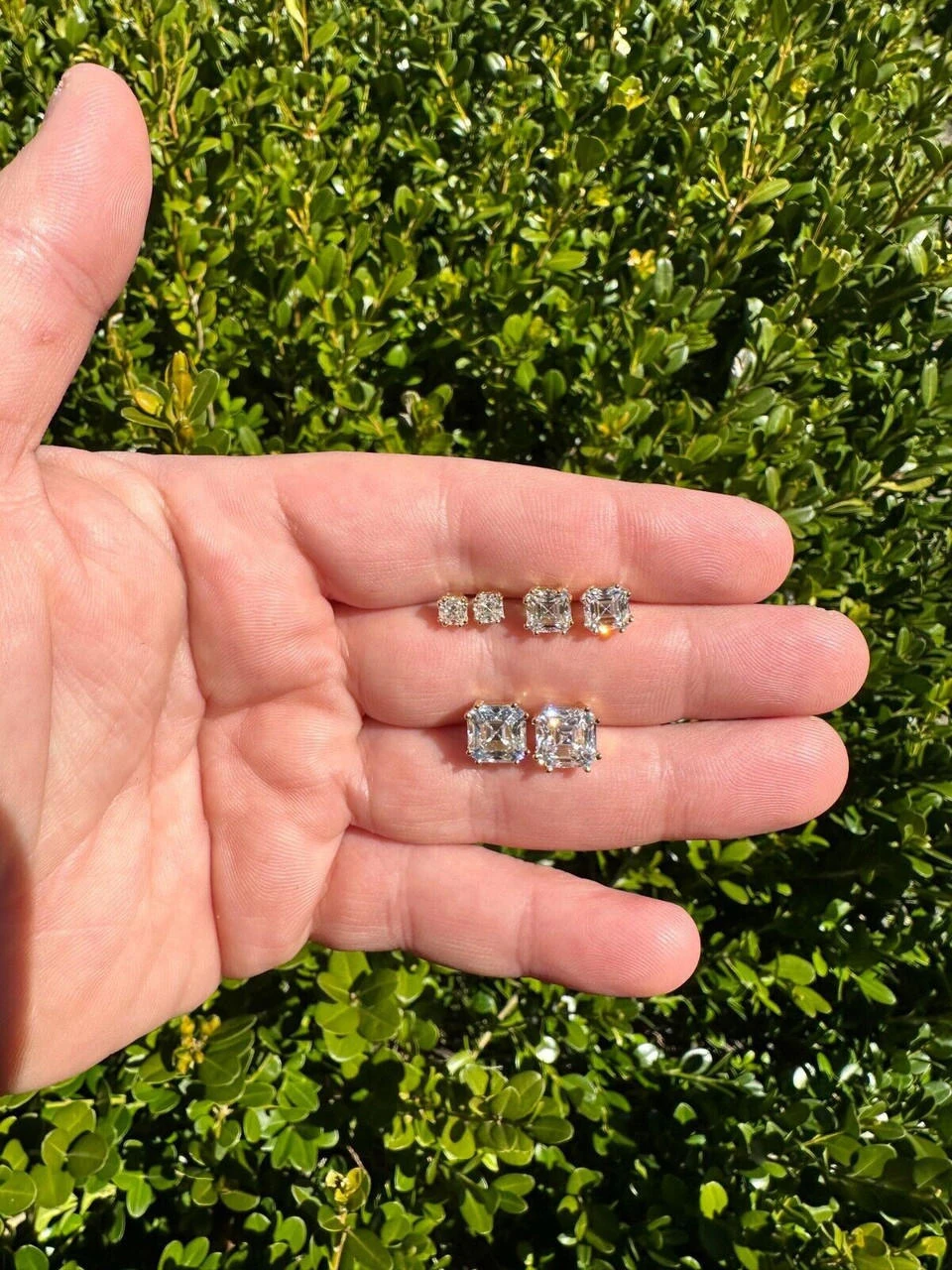 Real Iced Moissanite Stud Earrings Asscher Cut 14k Gold Over 925 Silver 4mm-8mm 10 Real Iced Moissanite Stud Earrings Asscher Cut 14k Gold Over 925 Silver 4mm-8mm - Image 8