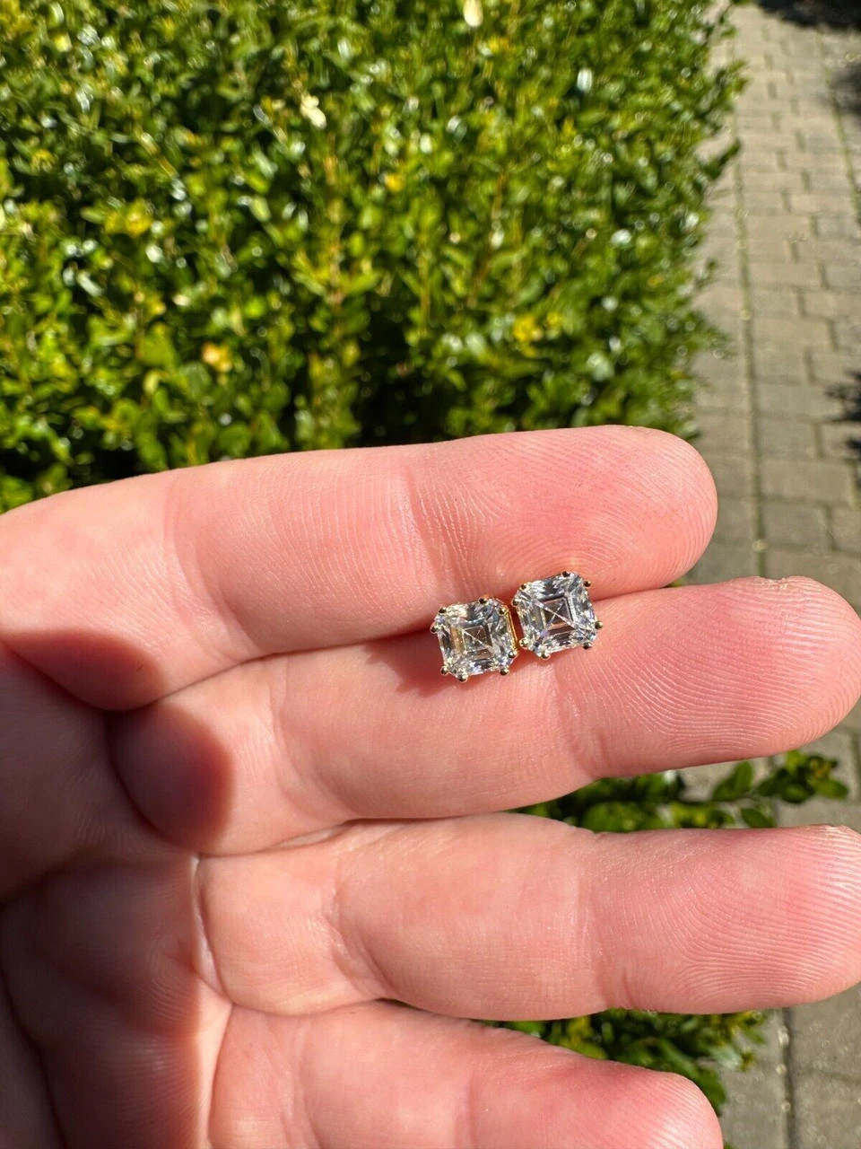 Real Iced Moissanite Stud Earrings Asscher Cut 14k Gold Over 925 Silver 4mm-8mm 19 Real Iced Moissanite Stud Earrings Asscher Cut 14k Gold Over 925 Silver 4mm-8mm - Image 17