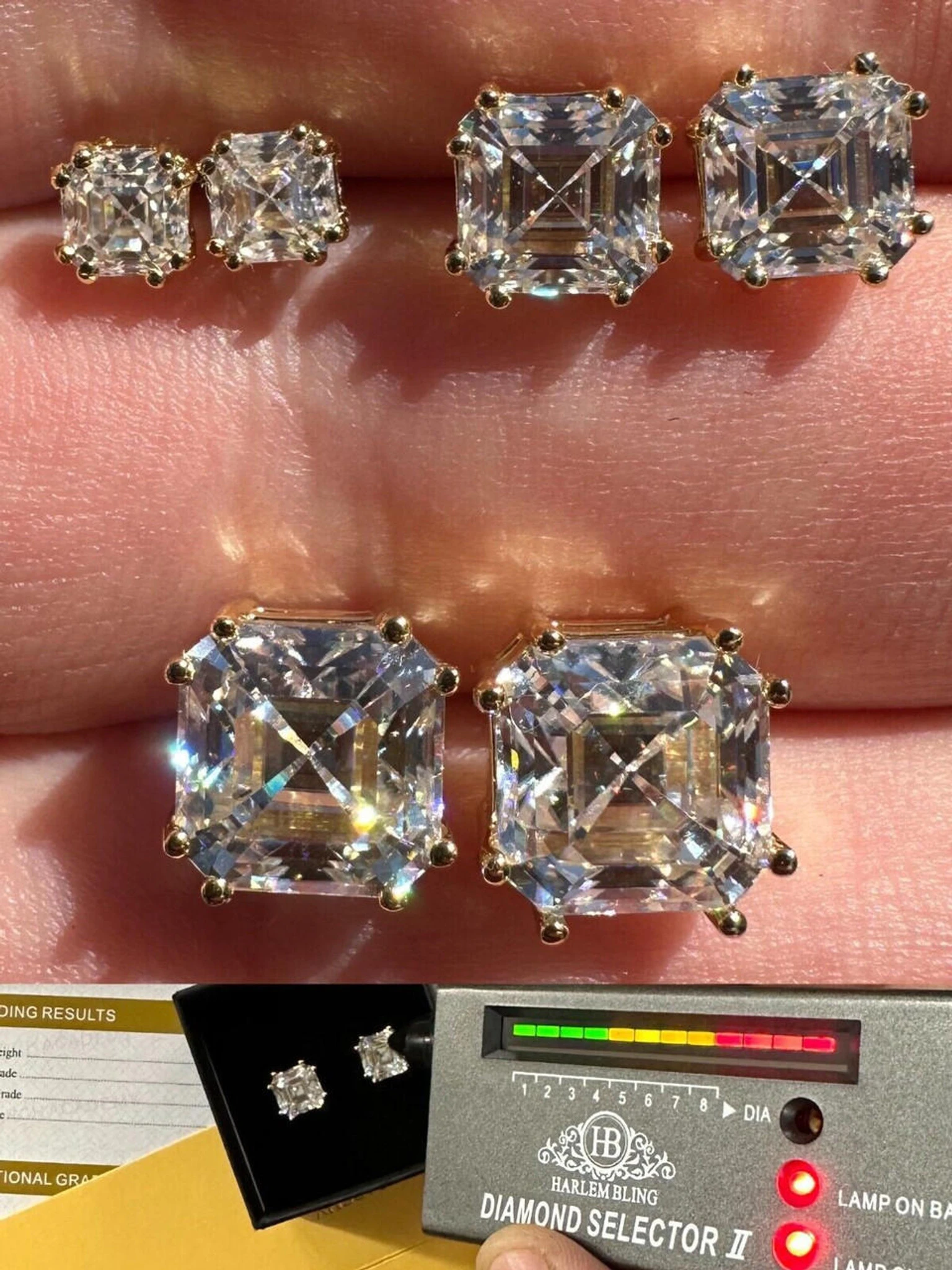 Real Iced Moissanite Stud Earrings Asscher Cut 14k Gold Over 925 Silver 4mm-8mm 3 Real Iced Moissanite Stud Earrings Asscher Cut 14k Gold Over 925 Silver 4mm-8mm