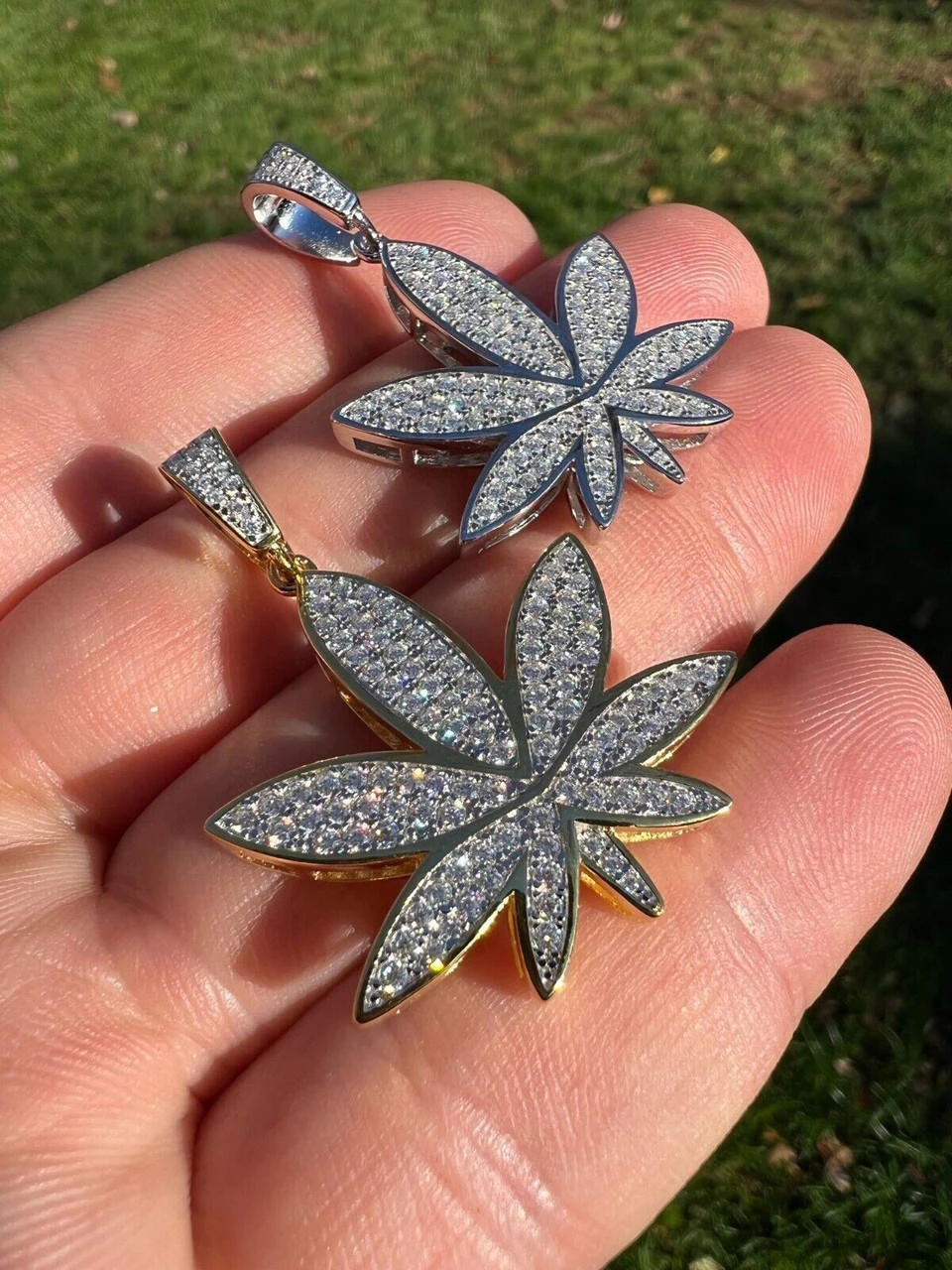 Real Iced VVS MOISSANITE 925 Silver/Gold Plated Marijuana Weed Pendant Necklace 22 Real Iced VVS MOISSANITE 925 Silver/Gold Plated Marijuana Weed Pendant Necklace - Image 20