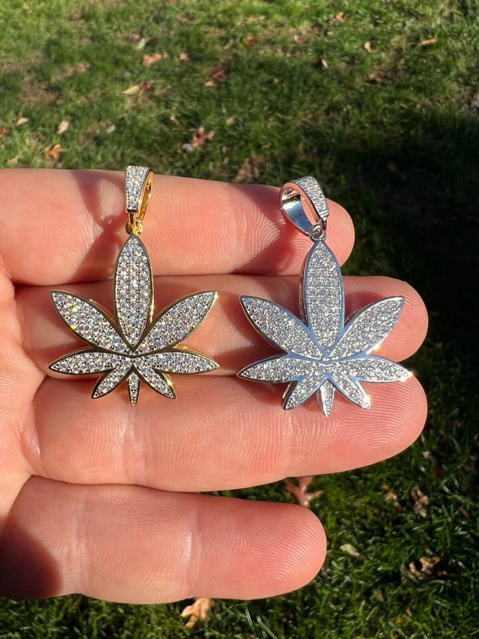 Real Iced VVS MOISSANITE 925 Silver/Gold Plated Marijuana Weed Pendant Necklace 21 Real Iced VVS MOISSANITE 925 Silver/Gold Plated Marijuana Weed Pendant Necklace - Image 19