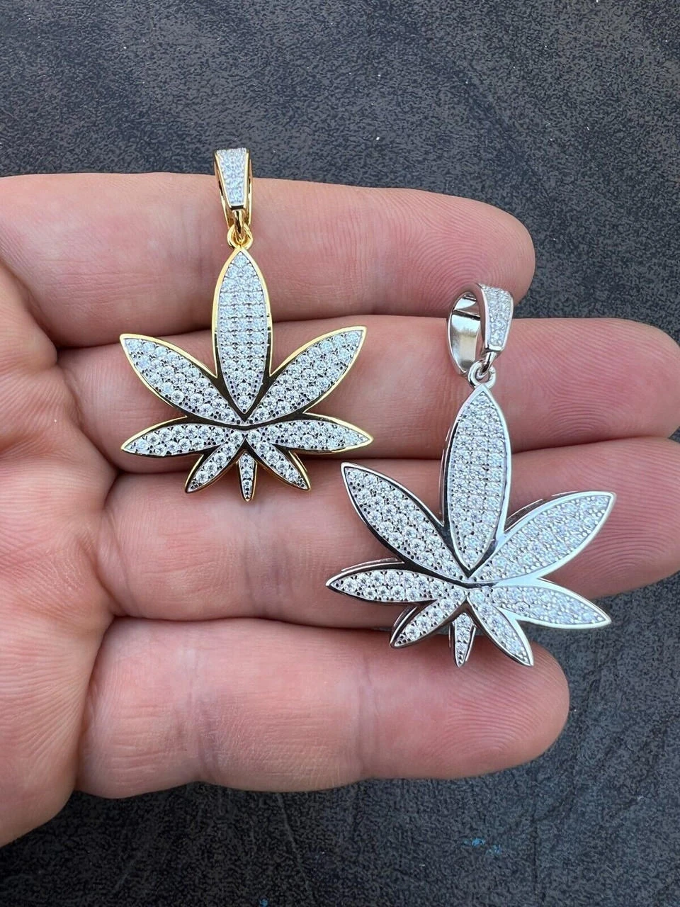 Real Iced VVS MOISSANITE 925 Silver/Gold Plated Marijuana Weed Pendant Necklace 16 Real Iced VVS MOISSANITE 925 Silver/Gold Plated Marijuana Weed Pendant Necklace - Image 14