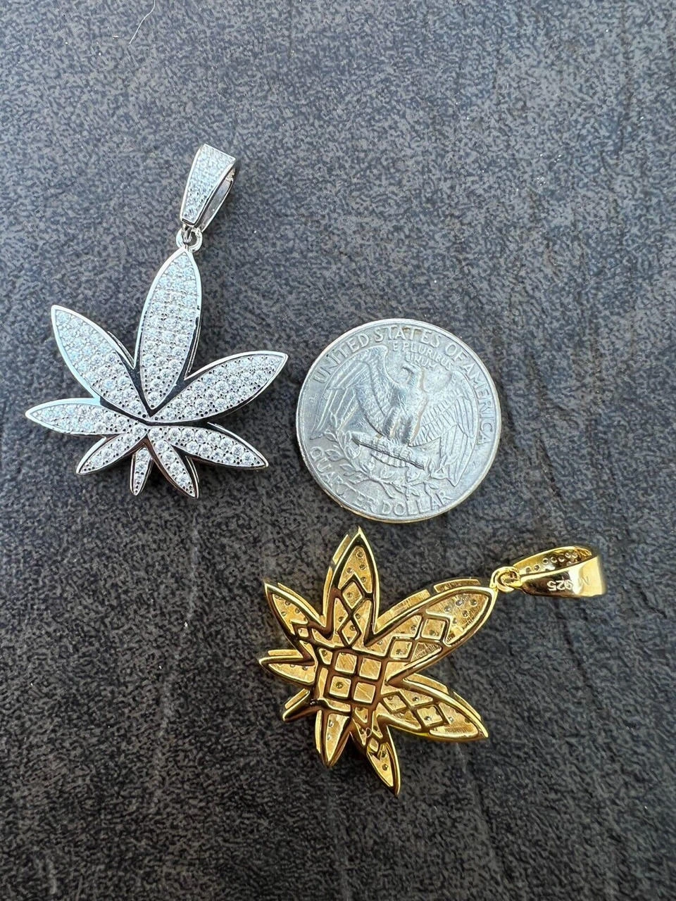 Real Iced VVS MOISSANITE 925 Silver/Gold Plated Marijuana Weed Pendant Necklace 13 Real Iced VVS MOISSANITE 925 Silver/Gold Plated Marijuana Weed Pendant Necklace - Image 11