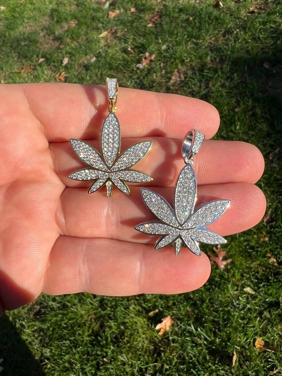 Real Iced VVS MOISSANITE 925 Silver/Gold Plated Marijuana Weed Pendant Necklace 17 Real Iced VVS MOISSANITE 925 Silver/Gold Plated Marijuana Weed Pendant Necklace - Image 15