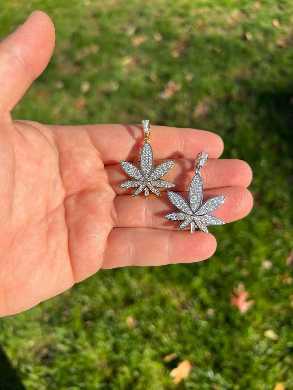 Real Iced VVS MOISSANITE 925 Silver/Gold Plated Marijuana Weed Pendant Necklace 18 Real Iced VVS MOISSANITE 925 Silver/Gold Plated Marijuana Weed Pendant Necklace - Image 16