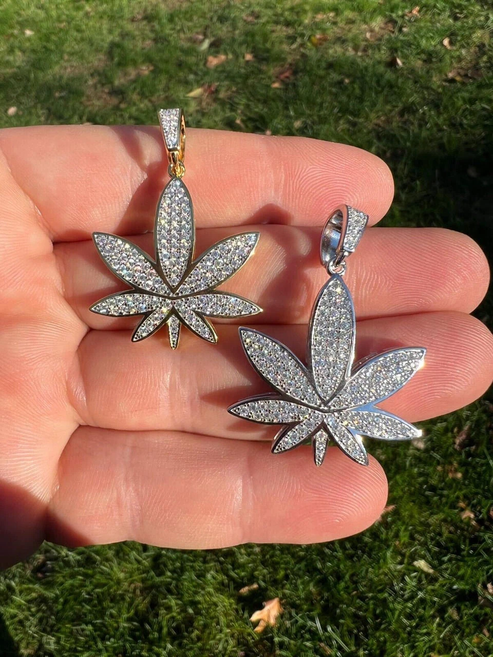 Real Iced VVS MOISSANITE 925 Silver/Gold Plated Marijuana Weed Pendant Necklace 20 Real Iced VVS MOISSANITE 925 Silver/Gold Plated Marijuana Weed Pendant Necklace - Image 18