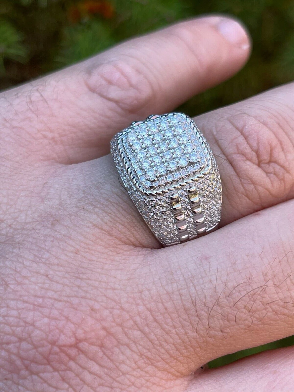 Real Mens Hip Hop Iced 2ct MOISSANITE Ring 925 Silver - Pass Diamond Test W. GRA 9 Real Mens Hip Hop Iced 2ct MOISSANITE Ring 925 Silver - Pass Diamond Test W. GRA - Image 7