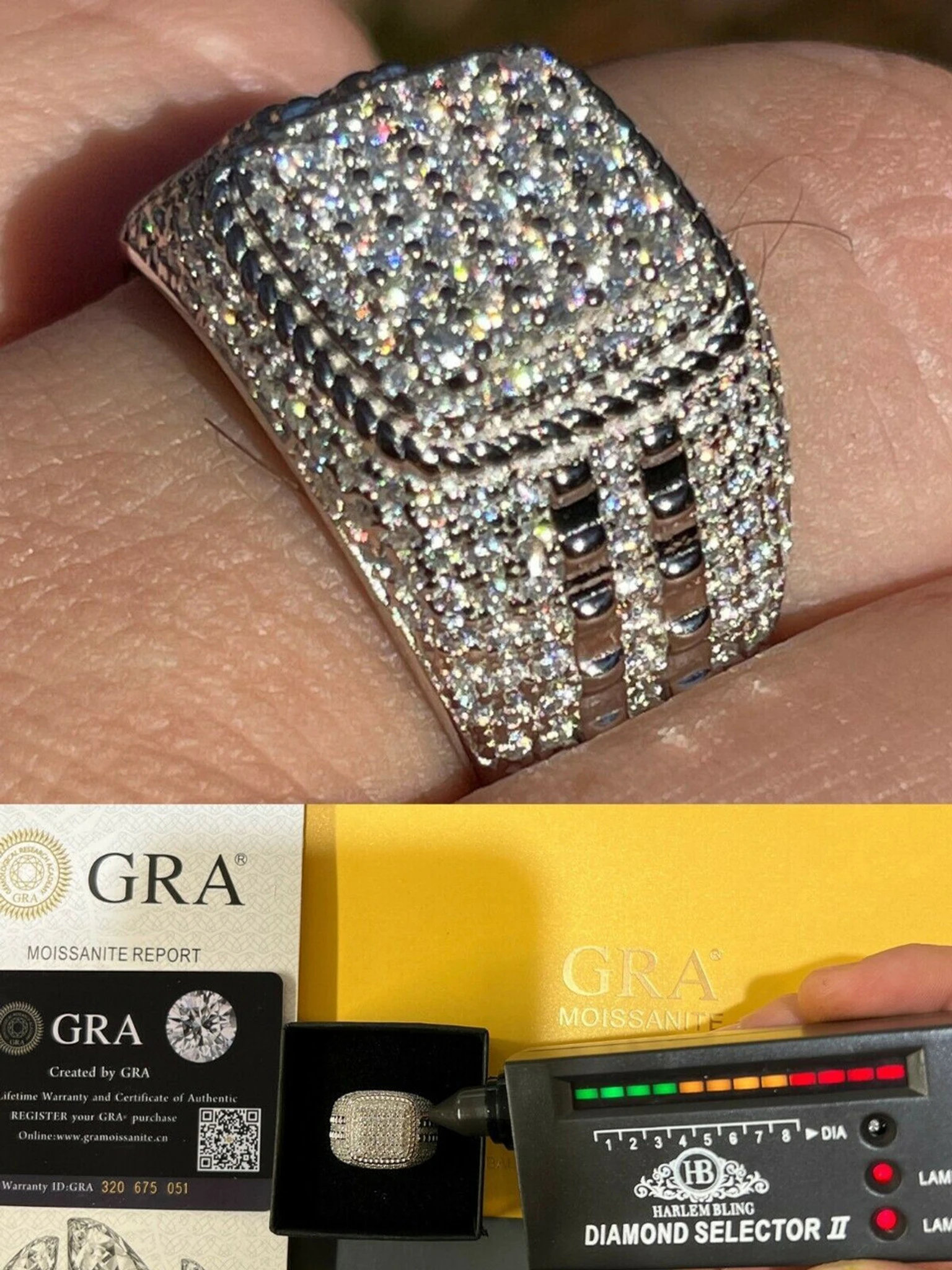 Real Mens Hip Hop Iced 2ct MOISSANITE Ring 925 Silver - Pass Diamond Test W. GRA 3 Real Mens Hip Hop Iced 2ct MOISSANITE Ring 925 Silver - Pass Diamond Test W. GRA