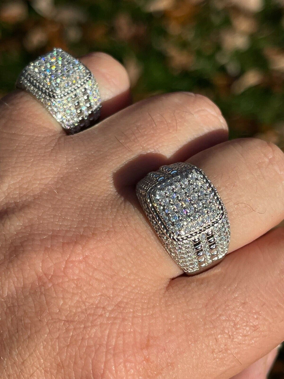 Real Mens Hip Hop Iced 2ct MOISSANITE Ring 925 Silver - Pass Diamond Test W. GRA 4 Real Mens Hip Hop Iced 2ct MOISSANITE Ring 925 Silver - Pass Diamond Test W. GRA - Image 2