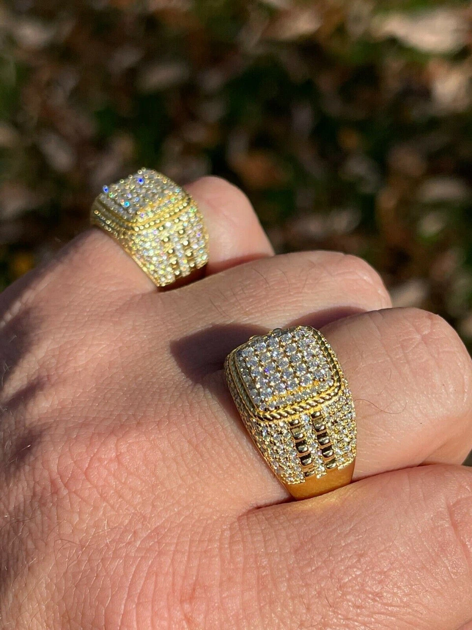 Real Mens Hip Hop Iced MOISSANITE Ring 14k Gold Vermeil Pass Diamond Test W. GRA 4 Real Mens Hip Hop Iced MOISSANITE Ring 14k Gold Vermeil Pass Diamond Test W. GRA - Image 2