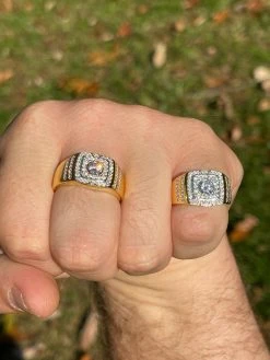 Real Men's Hip Hop Out Iced Moissanite Ring 14k Gold Vermeil Passes Diamond Test -Harlem Bling Shop harlembling real mens hip hop out iced moissanite ring 14k gold vermeil passes diamond test 83536.1664356249