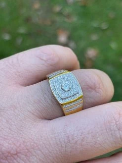 Real Men's Hip Hop Out Iced Moissanite Ring 14k Gold Vermeil Passes Diamond Test -Harlem Bling Shop harlembling real mens hip hop out iced moissanite ring 14k gold vermeil passes diamond test 97143.1664361843