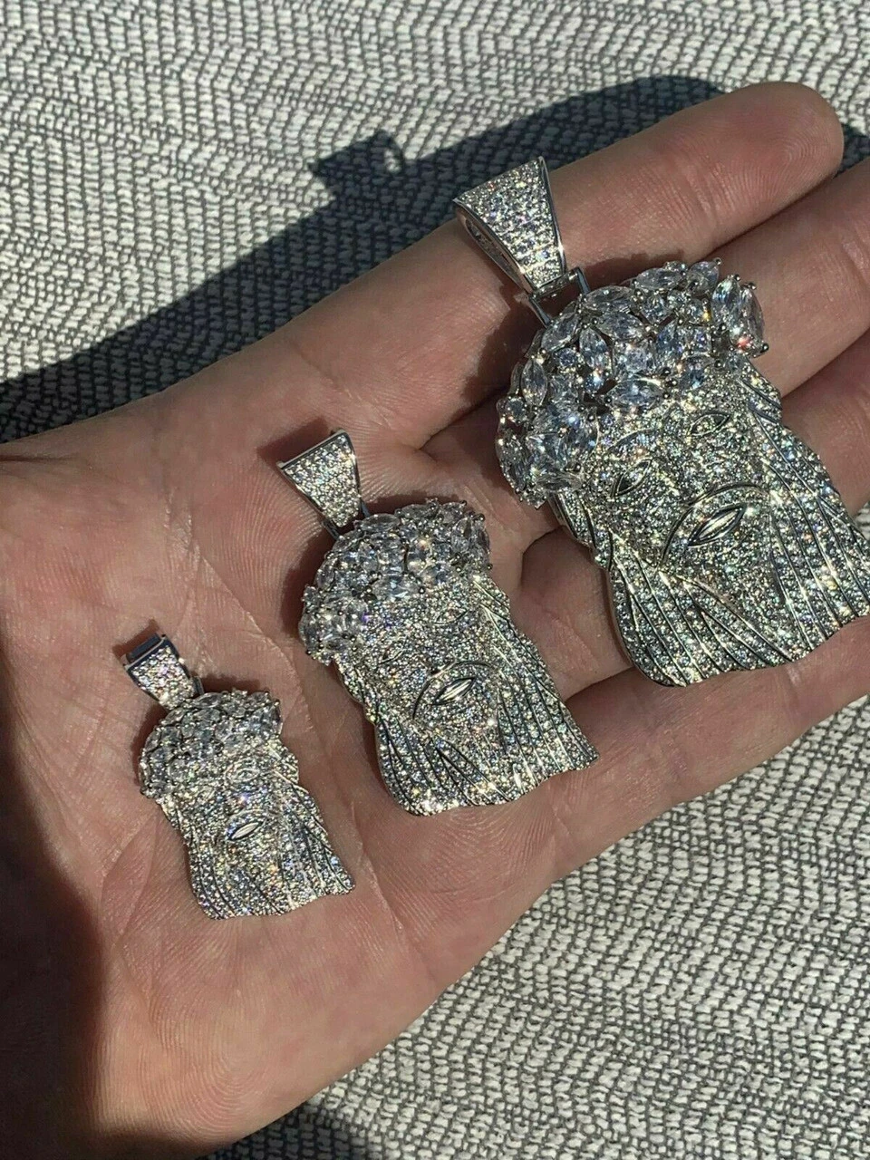 Real Mens Solid 925 Sterling Silver Jesus Piece Flooded Out Pendant Really Iced 8 Real Mens Solid 925 Sterling Silver Jesus Piece Flooded Out Pendant Really Iced - Image 6