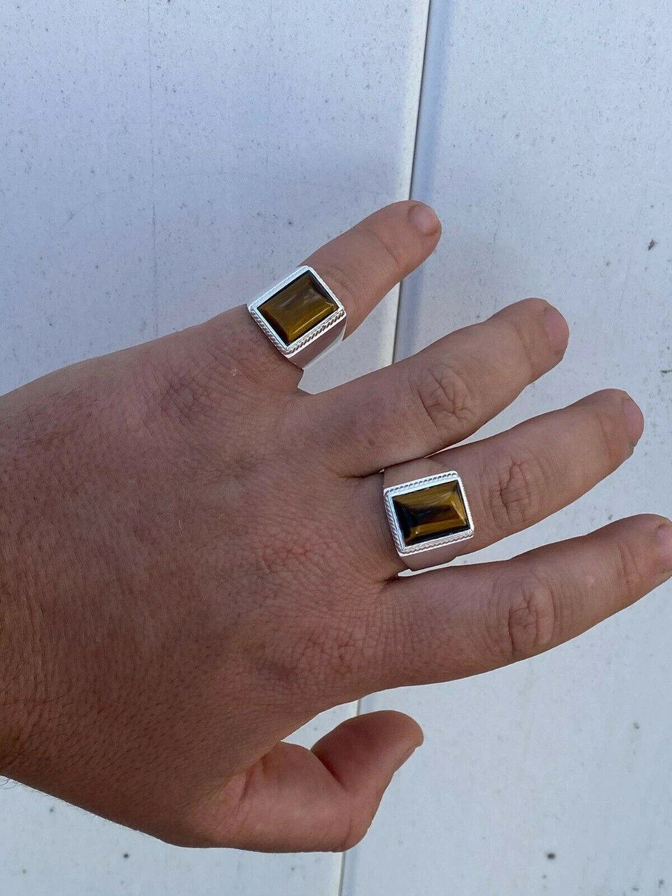 Real Mens Solid 925 Sterling Silver Tiger's Eye Signet Ring Sz 7 8 9 10 11 12 13 8 Real Mens Solid 925 Sterling Silver Tiger's Eye Signet Ring Sz 7 8 9 10 11 12 13 - Image 6