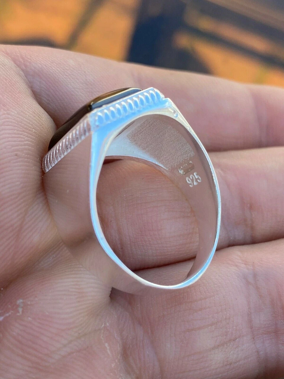 Real Mens Solid 925 Sterling Silver Tiger's Eye Signet Ring Sz 7 8 9 10 11 12 13 14 Real Mens Solid 925 Sterling Silver Tiger's Eye Signet Ring Sz 7 8 9 10 11 12 13 - Image 12