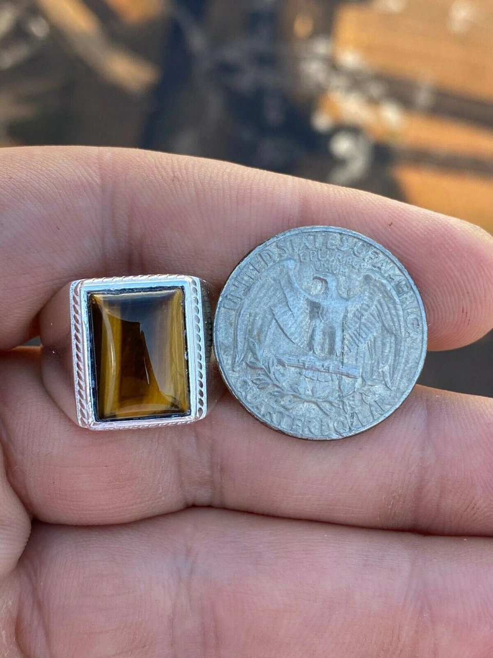 Real Mens Solid 925 Sterling Silver Tiger's Eye Signet Ring Sz 7 8 9 10 11 12 13 13 Real Mens Solid 925 Sterling Silver Tiger's Eye Signet Ring Sz 7 8 9 10 11 12 13 - Image 11