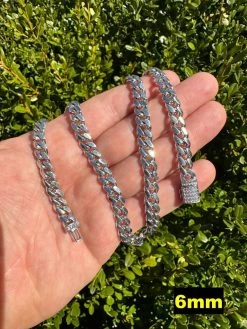 Real Miami Cuban Chain Necklace 925 Silver Baguette MOISSANITE Clasp Pass Tester -Harlem Bling Shop harlembling real miami cuban chain necklace 925 silver baguette moissanite clasp pass tester 77746.1679599646