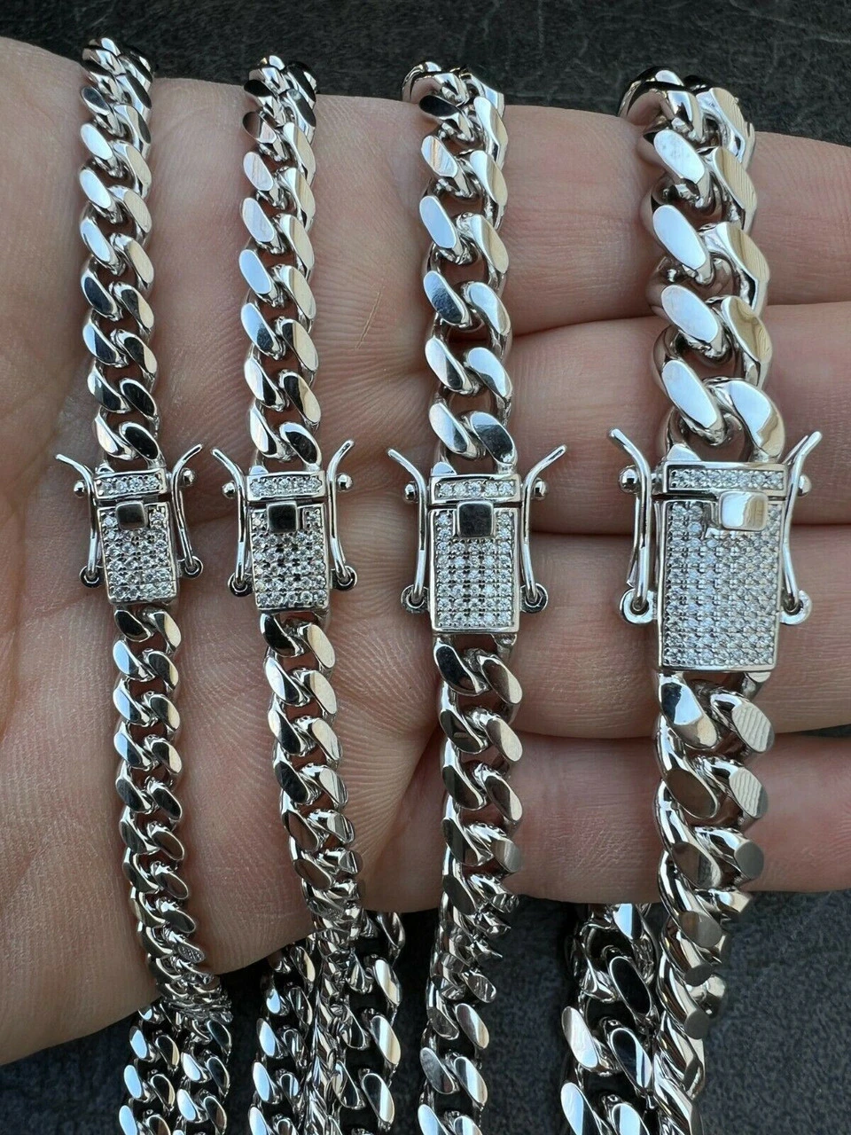 Real Miami Cuban Chain Necklace 925 Silver MOISSANITE Clasp Pass Diamond Tester 7 Real Miami Cuban Chain Necklace 925 Silver MOISSANITE Clasp Pass Diamond Tester - Image 5