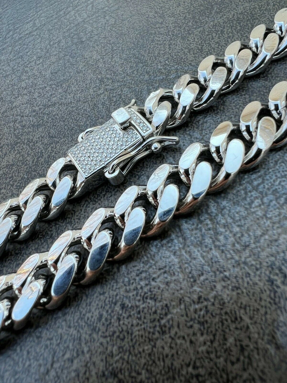 Real Miami Cuban Chain Necklace 925 Silver MOISSANITE Clasp Pass Diamond Tester 12 Real Miami Cuban Chain Necklace 925 Silver MOISSANITE Clasp Pass Diamond Tester - Image 10