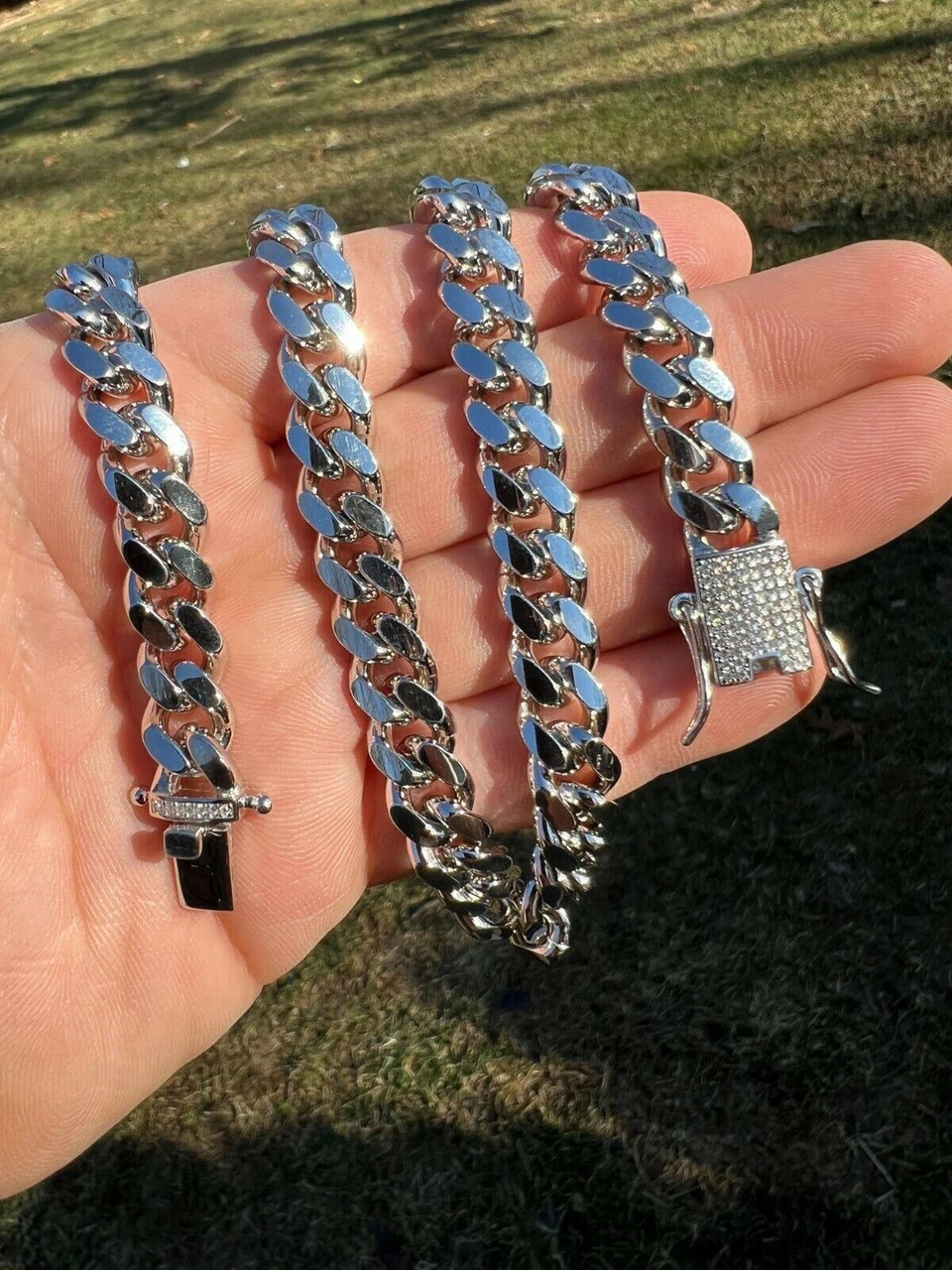 Real Miami Cuban Chain Necklace 925 Silver MOISSANITE Clasp Pass Diamond Tester 13 Real Miami Cuban Chain Necklace 925 Silver MOISSANITE Clasp Pass Diamond Tester - Image 11