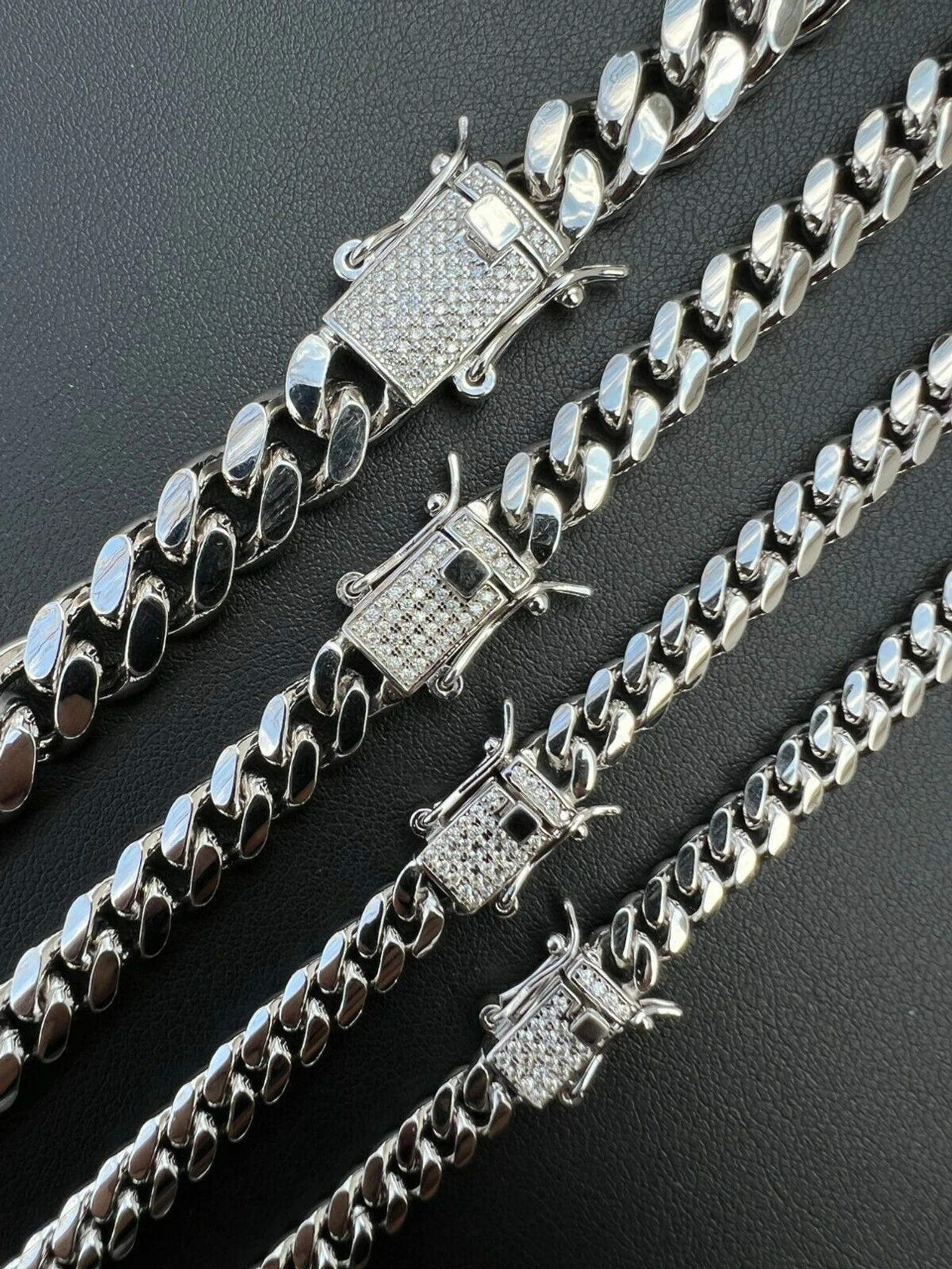 Real Miami Cuban Chain Necklace 925 Silver MOISSANITE Clasp Pass Diamond Tester 3 Real Miami Cuban Chain Necklace 925 Silver MOISSANITE Clasp Pass Diamond Tester