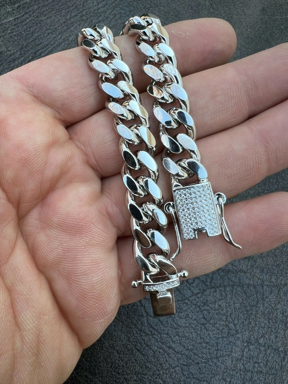 Real Miami Cuban Link Bracelet 925 Silver MOISSANITE Clasp Pass Diamond Tester 12 Real Miami Cuban Link Bracelet 925 Silver MOISSANITE Clasp Pass Diamond Tester - Image 10