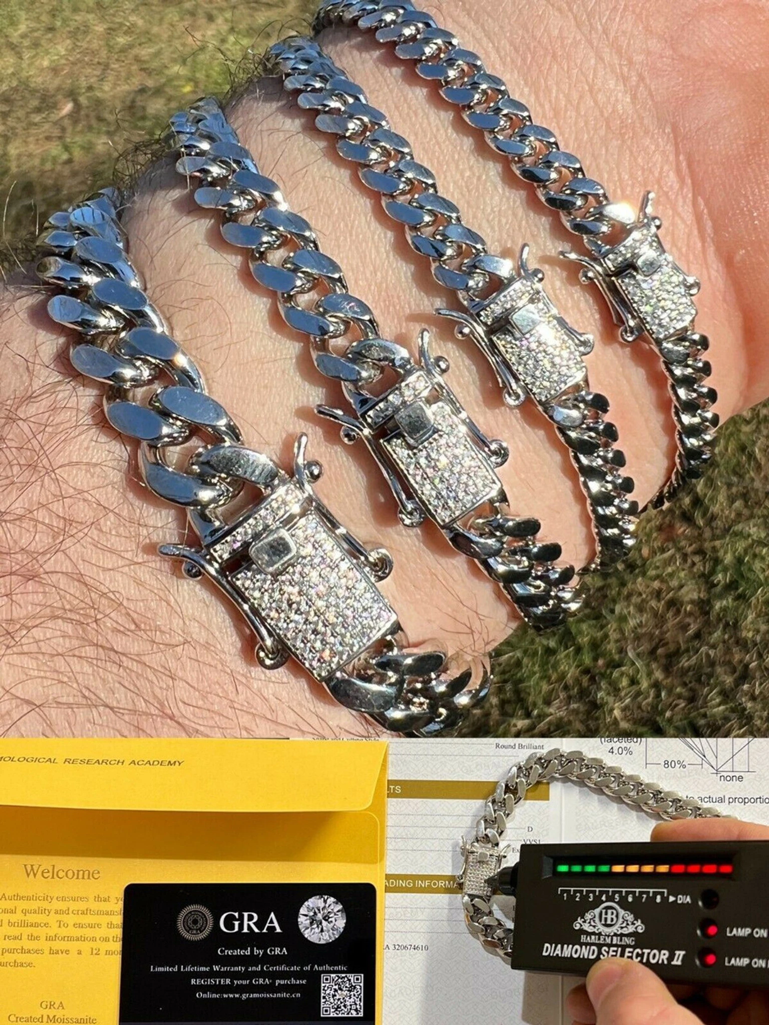 Real Miami Cuban Link Bracelet 925 Silver MOISSANITE Clasp Pass Diamond Tester 3 Real Miami Cuban Link Bracelet 925 Silver MOISSANITE Clasp Pass Diamond Tester