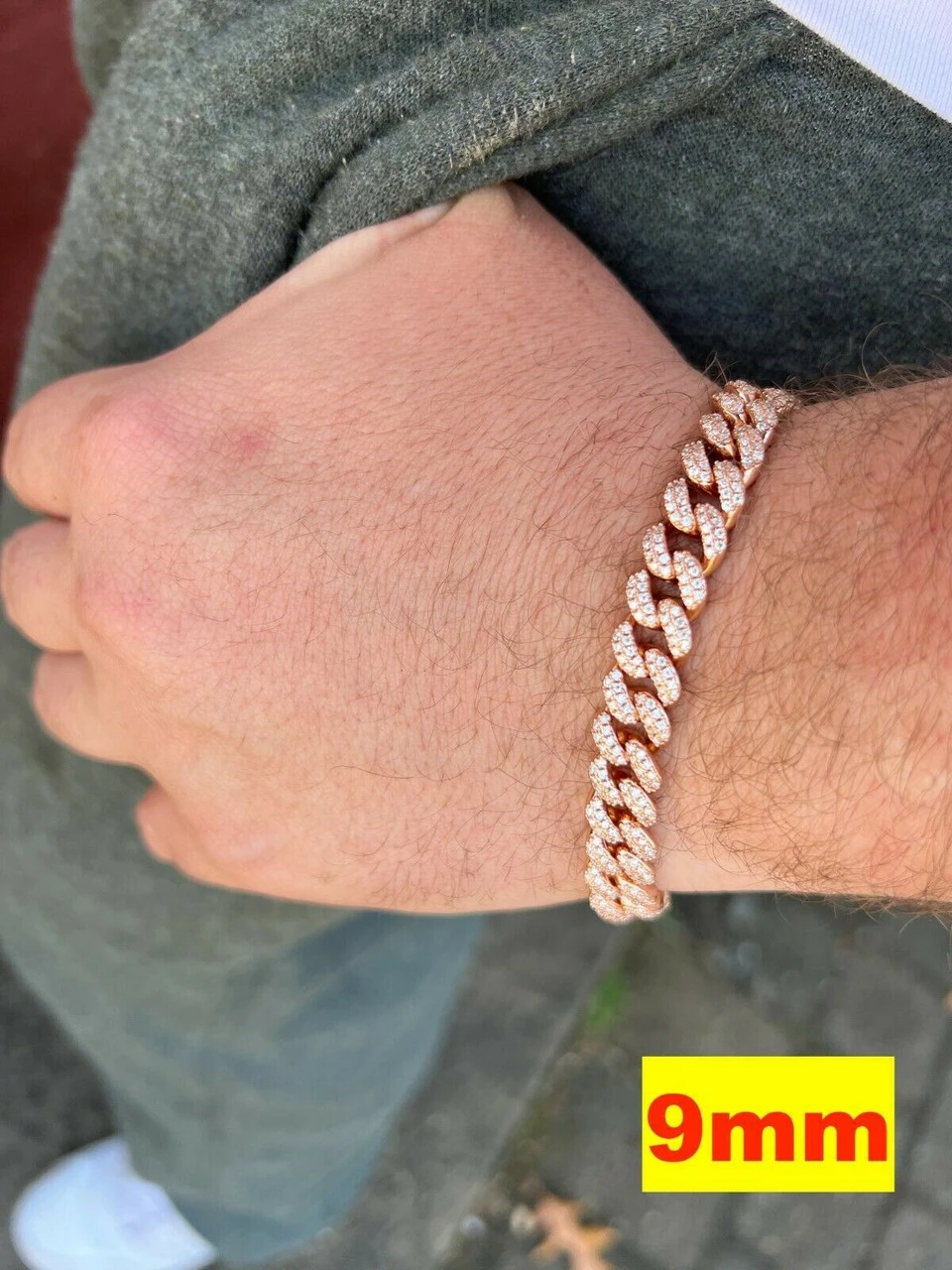 Real Miami Cuban Link Bracelet Iced MOISSANITE 14k Rose Gold 925 Sterling Silver 7 Real Miami Cuban Link Bracelet Iced MOISSANITE 14k Rose Gold 925 Sterling Silver - Image 5