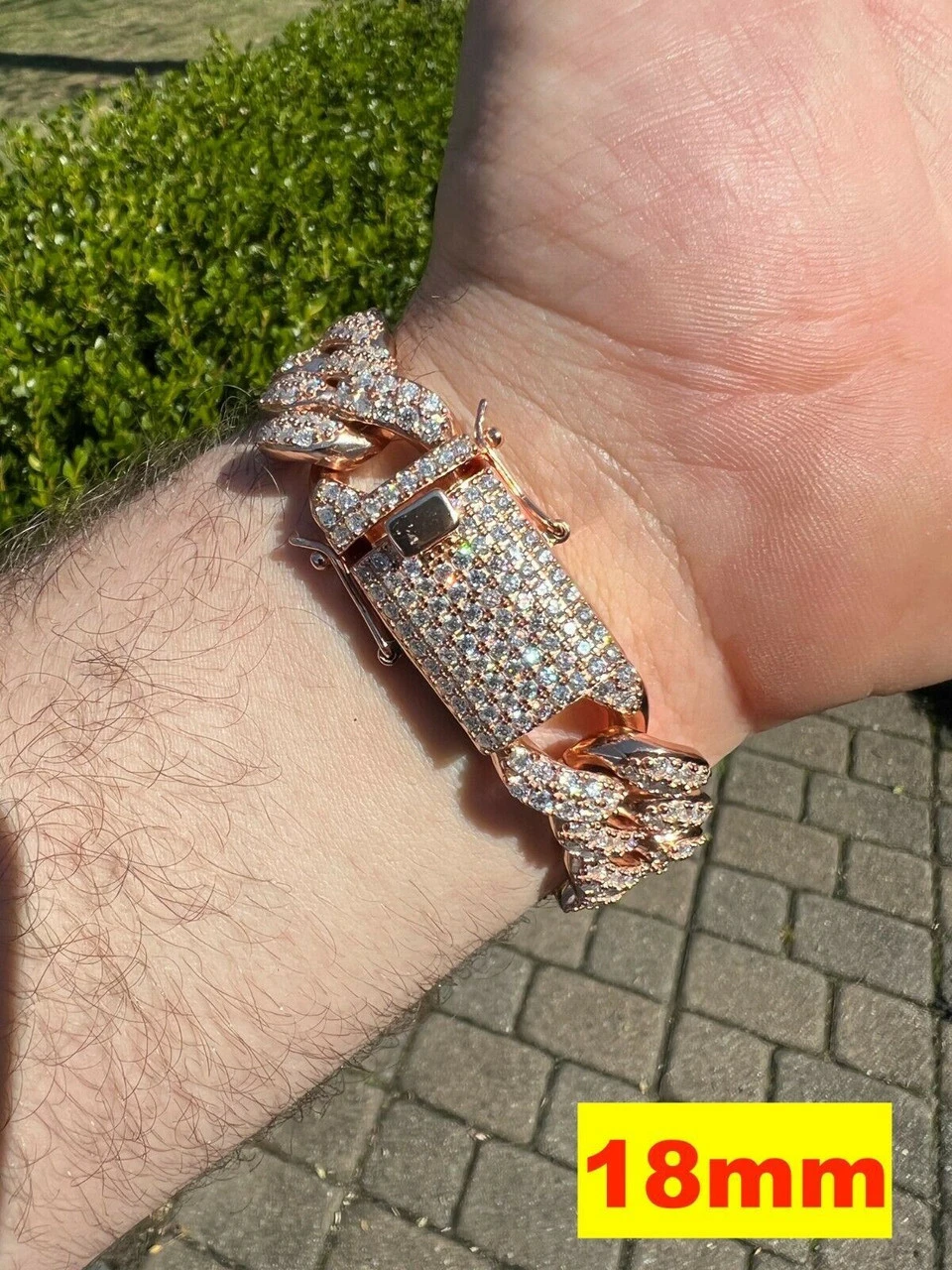 Real Miami Cuban Link Bracelet Iced MOISSANITE 14k Rose Gold 925 Sterling Silver 14 Real Miami Cuban Link Bracelet Iced MOISSANITE 14k Rose Gold 925 Sterling Silver - Image 12