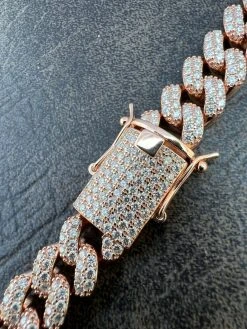 Real Miami Cuban Link Bracelet Iced MOISSANITE 14k Rose Gold 925 Sterling Silver 16 Real Miami Cuban Link Bracelet Iced MOISSANITE 14k Rose Gold 925 Sterling Silver -Harlem Bling Shop harlembling real miami cuban link bracelet iced moissanite 14k rose gold 925 sterling silver 21315.1664360165