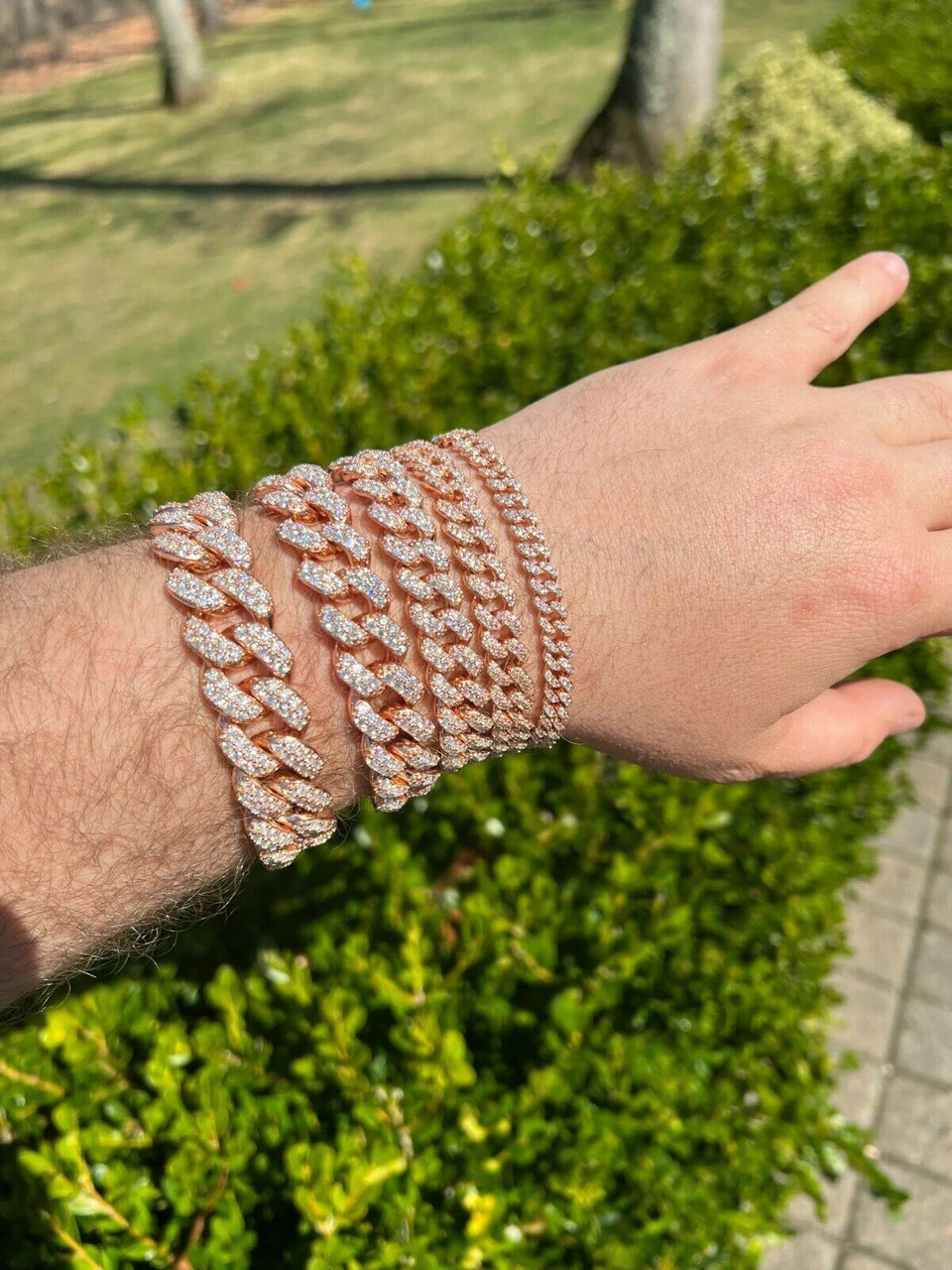 Real Miami Cuban Link Bracelet Iced MOISSANITE 14k Rose Gold 925 Sterling Silver 8 Real Miami Cuban Link Bracelet Iced MOISSANITE 14k Rose Gold 925 Sterling Silver - Image 6