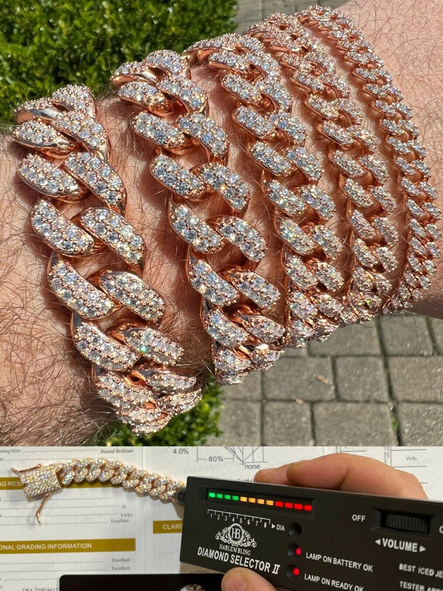 Real Miami Cuban Link Bracelet Iced MOISSANITE 14k Rose Gold 925 Sterling Silver 3 Real Miami Cuban Link Bracelet Iced MOISSANITE 14k Rose Gold 925 Sterling Silver