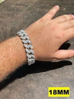 Real Miami Cuban Link Bracelet Iced MOISSANITE Out Solid 925 Sterling Silver ICY -Harlem Bling Shop harlembling real miami cuban link bracelet iced moissanite out solid 925 sterling silver icy 00123.1664389549