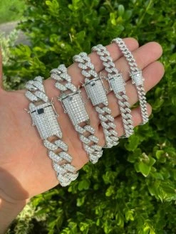 Real Miami Cuban Link Bracelet Iced MOISSANITE Out Solid 925 Sterling Silver ICY -Harlem Bling Shop harlembling real miami cuban link bracelet iced moissanite out solid 925 sterling silver icy 28277.1664391527