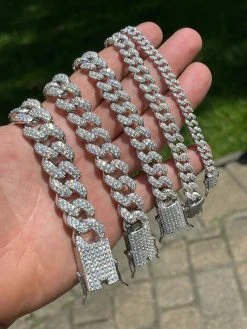 Real Miami Cuban Link Bracelet Iced MOISSANITE Out Solid 925 Sterling Silver ICY -Harlem Bling Shop harlembling real miami cuban link bracelet iced moissanite out solid 925 sterling silver icy 51048.1664372198