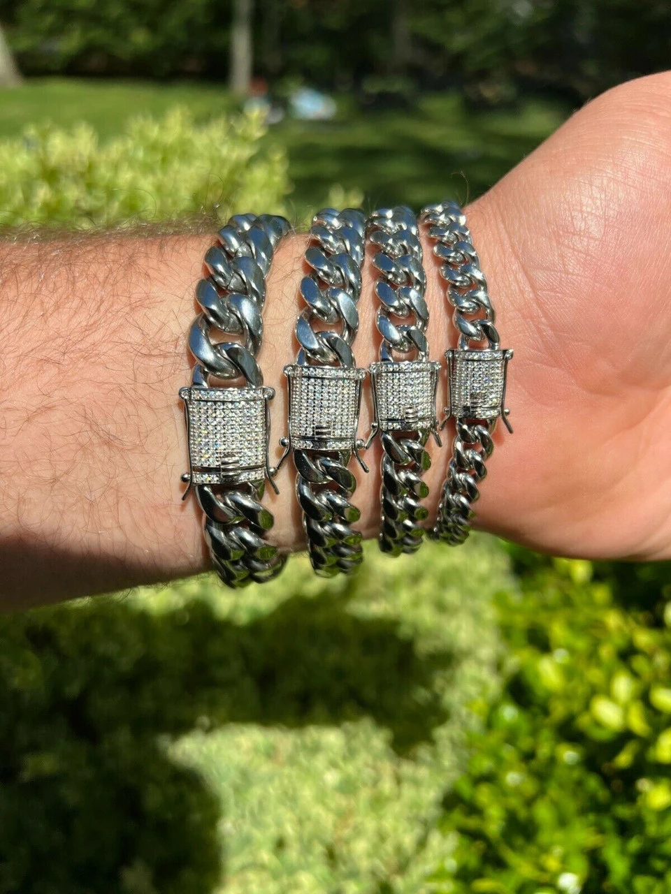 Real Miami Cuban Link Chain Bracelet Iced MOISSANITE Clasp Passes Diamond Tester 5 Real Miami Cuban Link Chain Bracelet Iced MOISSANITE Clasp Passes Diamond Tester - Image 3