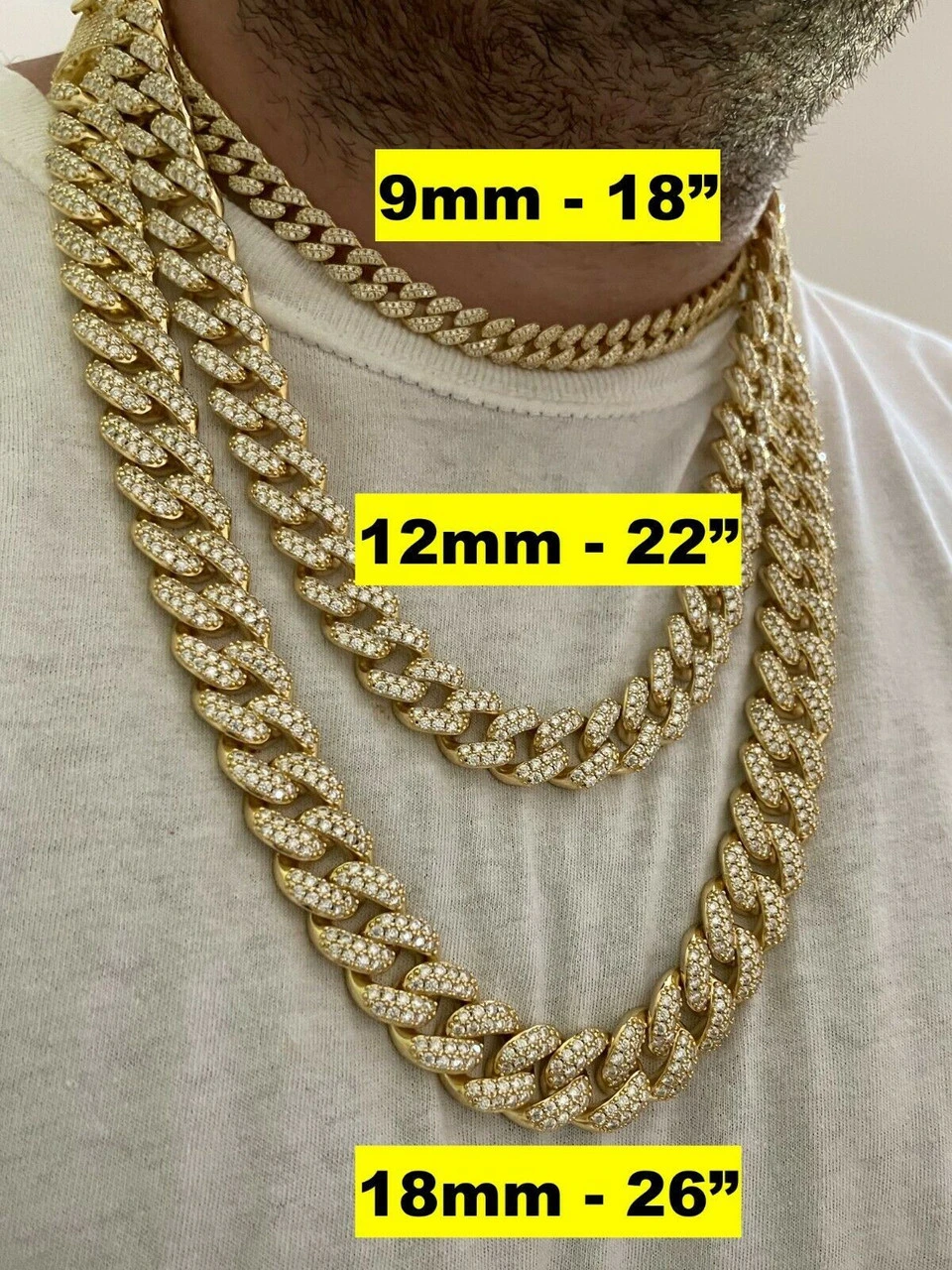 Real Miami Cuban Link Chain Iced MOISSANITE 14k Gold & Solid 925 Silver Necklace 16 Real Miami Cuban Link Chain Iced MOISSANITE 14k Gold & Solid 925 Silver Necklace - Image 14