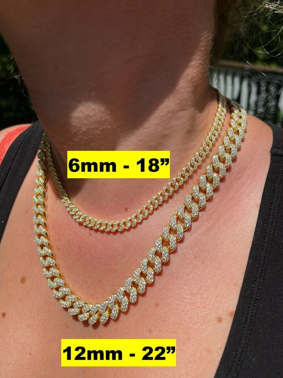 Real Miami Cuban Link Chain Iced MOISSANITE 14k Gold & Solid 925 Silver Necklace 9 Real Miami Cuban Link Chain Iced MOISSANITE 14k Gold & Solid 925 Silver Necklace - Image 7