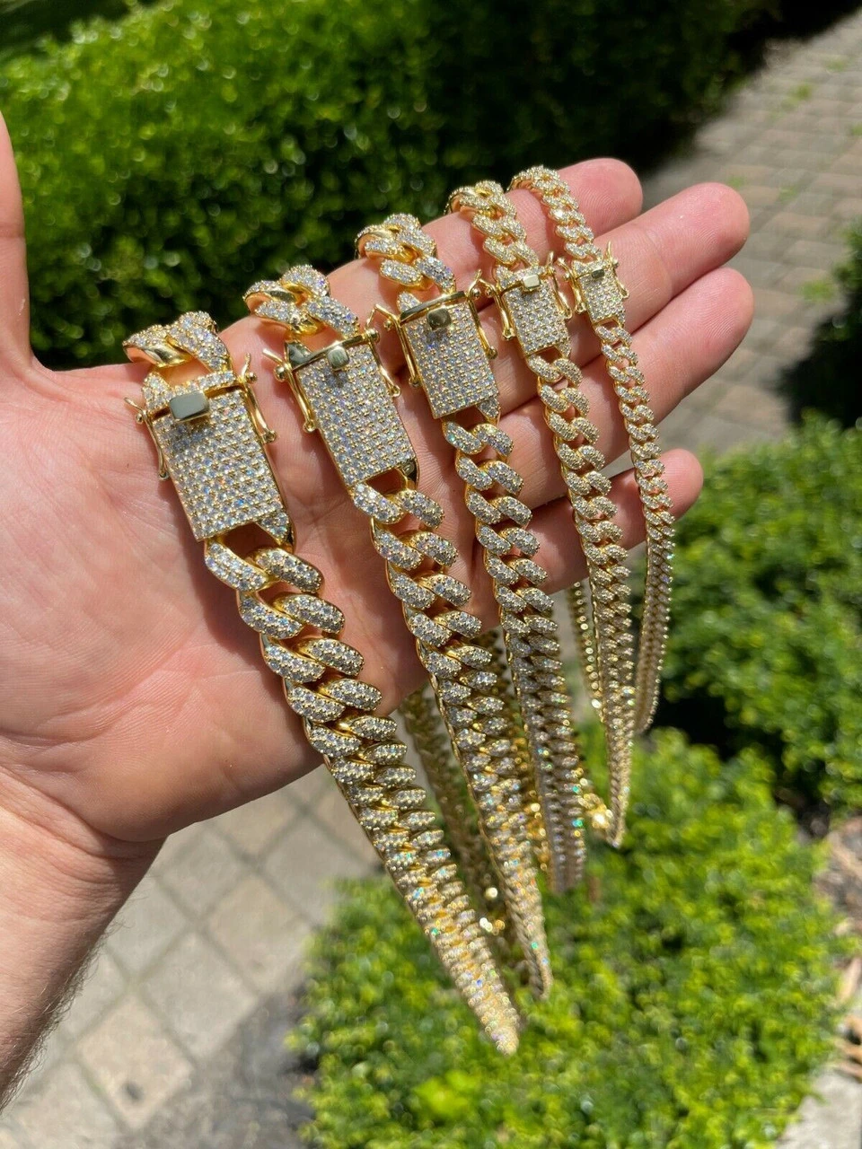 Real Miami Cuban Link Chain Iced MOISSANITE 14k Gold & Solid 925 Silver Necklace 13 Real Miami Cuban Link Chain Iced MOISSANITE 14k Gold & Solid 925 Silver Necklace - Image 11