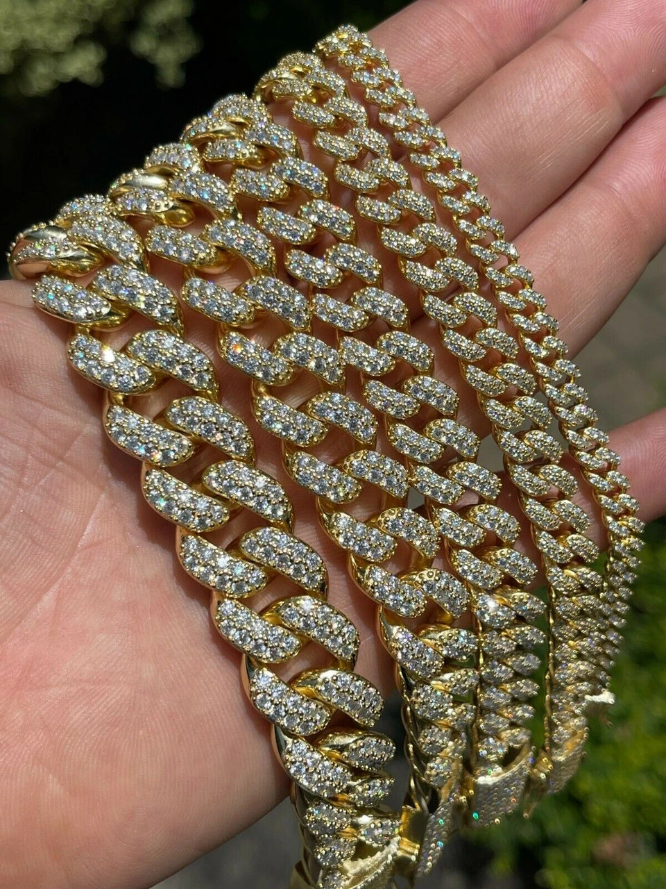 Real Miami Cuban Link Chain Iced MOISSANITE 14k Gold & Solid 925 Silver Necklace 12 Real Miami Cuban Link Chain Iced MOISSANITE 14k Gold & Solid 925 Silver Necklace - Image 10