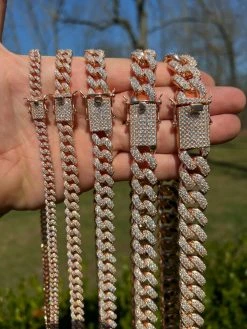 Real Miami Cuban Link Chain Iced MOISSANITE Rose Gold Vermeil Silver Necklace -Harlem Bling Shop harlembling real miami cuban link chain iced moissanite rose gold vermeil silver necklace 13397.1664360519