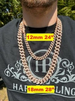 Real Miami Cuban Link Chain Iced MOISSANITE Rose Gold Vermeil Silver Necklace -Harlem Bling Shop harlembling real miami cuban link chain iced moissanite rose gold vermeil silver necklace 41966.1664357976