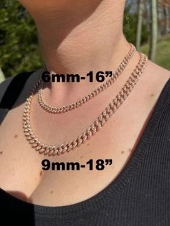 Real Miami Cuban Link Chain Iced MOISSANITE Rose Gold Vermeil Silver Necklace -Harlem Bling Shop harlembling real miami cuban link chain iced moissanite rose gold vermeil silver necklace 55507.1664355527