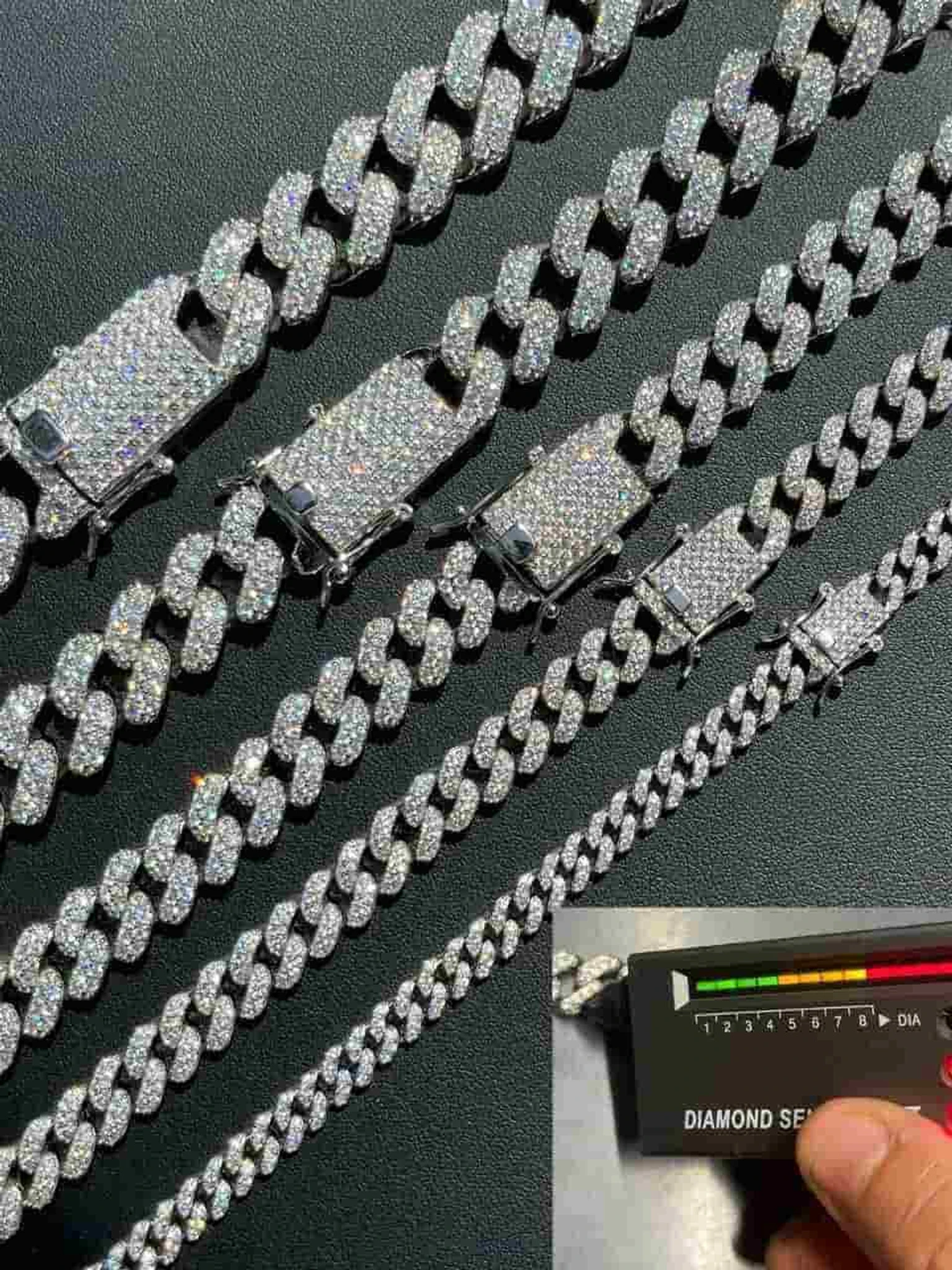 Real Miami Cuban Link Chain Iced MOISSANITE Solid 925 Sterling Silver Necklace 3 Real Miami Cuban Link Chain Iced MOISSANITE Solid 925 Sterling Silver Necklace