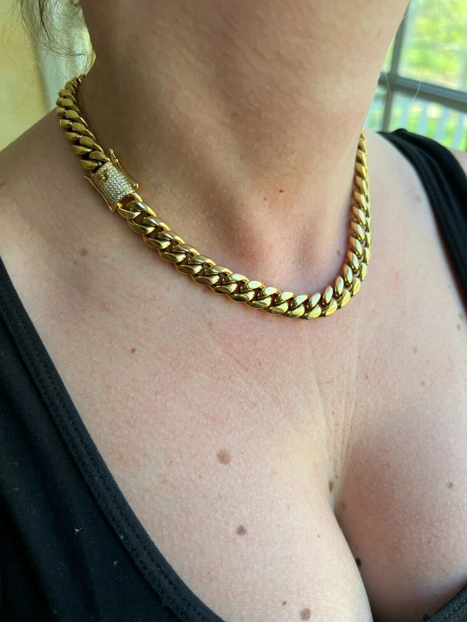 Real Miami Cuban Link Chain Necklace Bracelet 14k Gold Vermeil MOISSANITE Clasp 8 Real Miami Cuban Link Chain Necklace Bracelet 14k Gold Vermeil MOISSANITE Clasp - Image 6