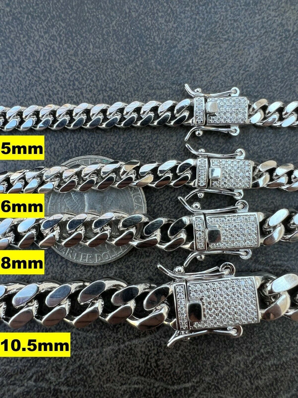 Real Miami Cuban Link Chain Necklace Bracelet Solid 925 Silver MOISSANITE Clasp 8 Real Miami Cuban Link Chain Necklace Bracelet Solid 925 Silver MOISSANITE Clasp - Image 6