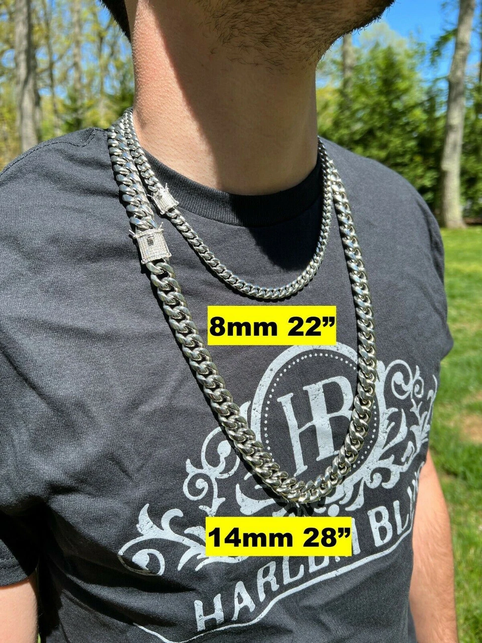 Real Miami Cuban Link Chain Necklace Bracelet Stainless Steel MOISSANITE Clasp 6 Real Miami Cuban Link Chain Necklace Bracelet Stainless Steel MOISSANITE Clasp - Image 4