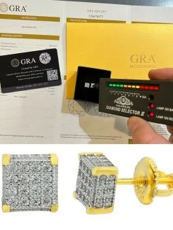 Real Moissanite 14k Gold Vermeil Iced Hip Hop Earrings Stud Pass Diamond Tester